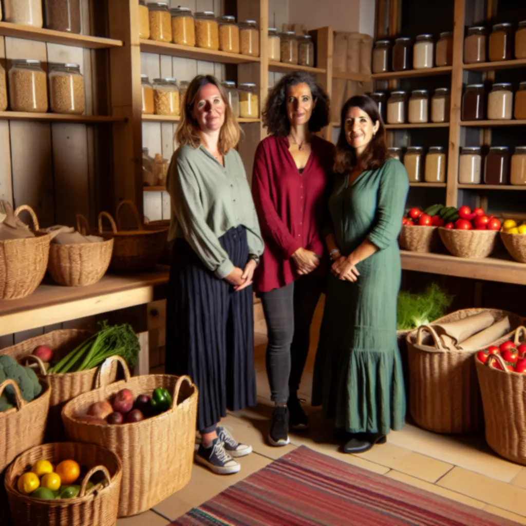 Zespół OrganicfFood pozujący w przyjaznej, naturalnej przestrzeni sklepu